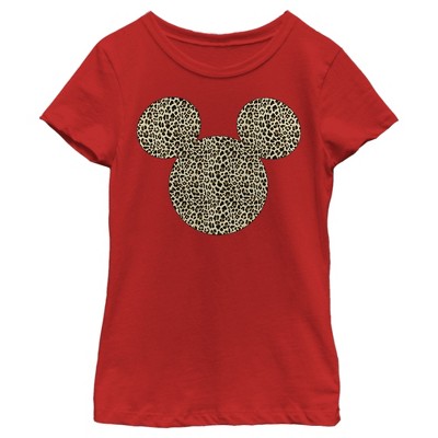 Girl's Mickey & Friends Mickey & Mickey Mouse Cheetah Print Classic Ears T-Shirt
