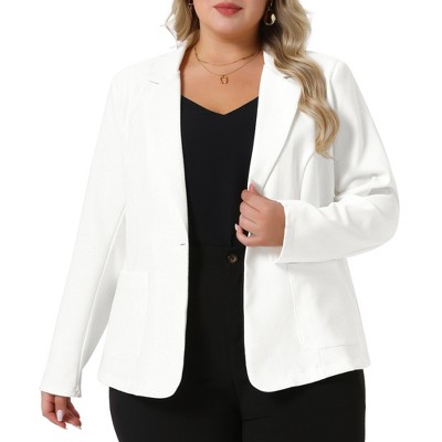 Agnes Orinda Women's Plus Size Work Formal Notch Lapel Front Buttons Pockets Blazers