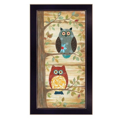 Gulches Black Framed Two Wise Owls Wall Art
