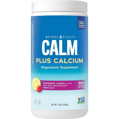Natural Vitality Calm Magnesium & Calcium Supplement | Drink Mix Powder | Raspberry Lemon Flavor | 16 oz