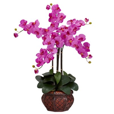 Nearly Natural Phalaenopsis with Decorative Vase Artificial Flower Arrangement, Orchid