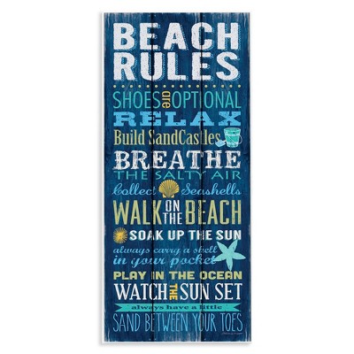 Stupell Industries Blue Planked Beach Rules Sign, 7" x 17"