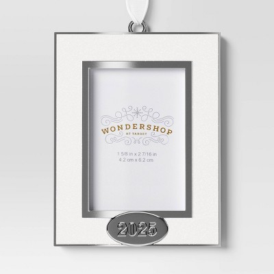 3.5" Glittered Metal Picture Frame Christmas Tree Ornament - Wondershop™