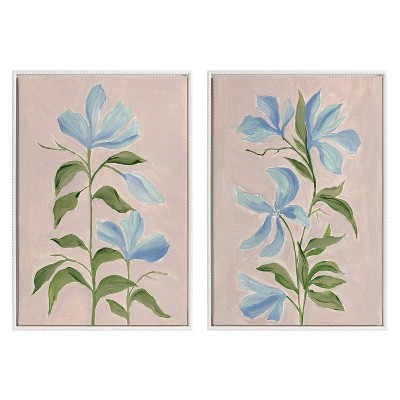 Kate & Laurel All Things Decor (Set of 2) 23"x33" Sylvie Beaded Elegant Spring II and III Framed Canvas Arts by Nikita Jariwala White