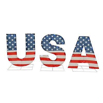 18" LED "USA" Lawn Décor Cool White Lights - National Tree Company