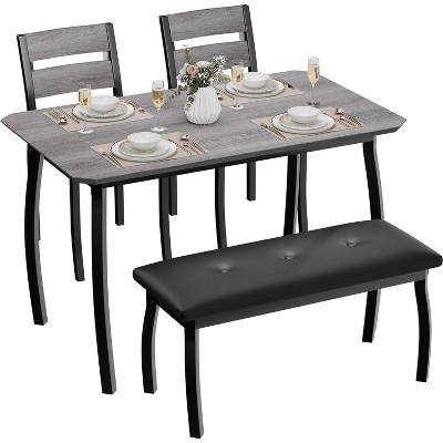 COZONY 5-Piece Dining Table Set with Wooden Table, Upholstered Bench and 2 Chairs, Space-Saving Dinette Set for Studio, Kitchen, Dining Room