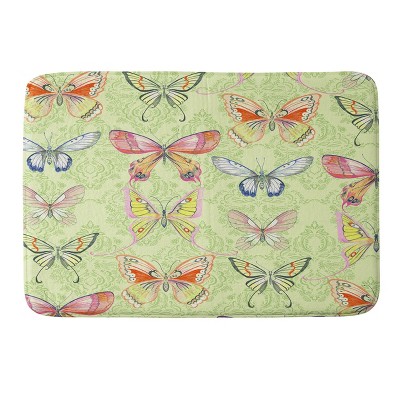 Deny Designs Pimlada Phuapradit Pastel Butterflies Memory Foam Bath Rug: Microfiber, Machine Washable, 1'9"x2'10"