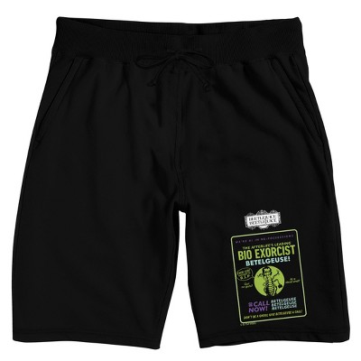 Beetlejuice Beetlejuice Bio Exorcist Men's Black Sleep Pajama Shorts