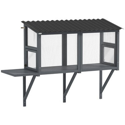 PawHut Outdoor Cat Catio, Wooden Cat Enclosure Window Perch with Jumping Platform, for Safely Enjoying Outdoor Sights, Playing, Sunbathing, Napping