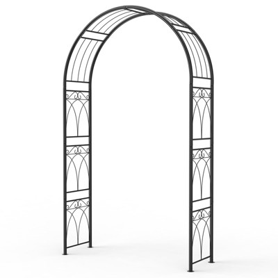8FT Garden Arch Arbors, Reinforced Wedding Arbor with Ground Anchors, Rustproof Outdoor Trellis for Climbing Roses