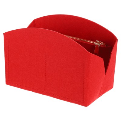 Unique Bargains Felt Multiple Compartments Zipper Purse Makeup Bag and Organizer 8" x 4" x 5.5"