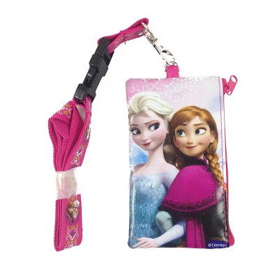 Disney Frozen Elsa and Anna Key Chain Lanyard Fastpass ID Ticket Holder Pink