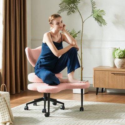 Pinmoco Ergonomic Cross-Legged Office Chair Adjustable Height Meditation Chair with Back Support and 360° Swivel, Office/Home Chair