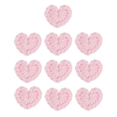 Unique Bargains Heart Shaped Crochet Applique Patches Pink 10pcs