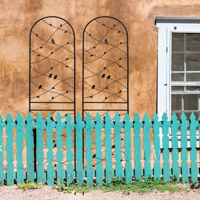 Syemin Patio Decorative Screens, Elegant Vine Pattern Yard Fencing, Pet-Safe Decorative Fence for Yard, Patio, Black, 19.7"*19.7"*86.7"