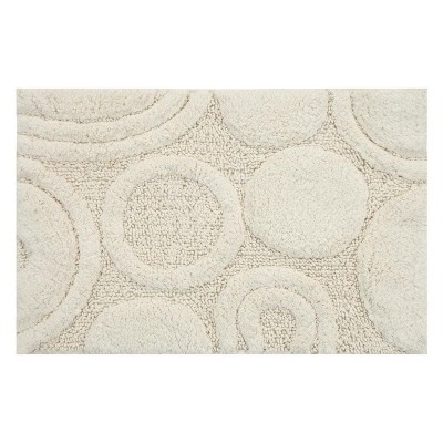 Knightsbridge Orbit Bath Rug Cotton Non Skid Back, Ivory