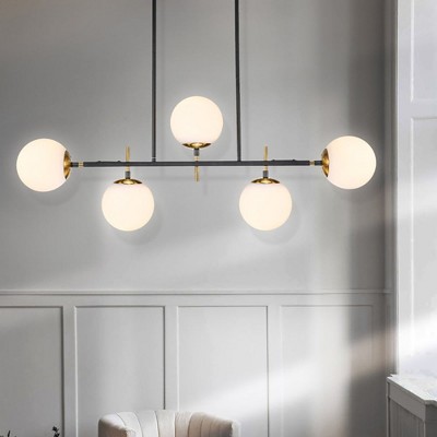 LLHZSY Modern Transitional 5-Light Chandelier Frosted Glass for Dining Room - Gold/Black&Gold