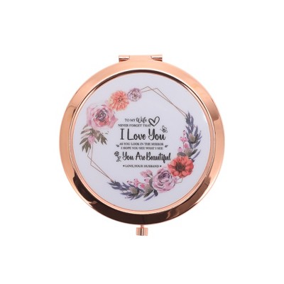 Unique Bargains Compact Makeup Mirror Rose Gold Tone 1 Pc