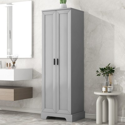 ORRD Grey Storage Cabinet with Adjustable Shelf, 2-Door MDF Cabinet for Bathroom & Office