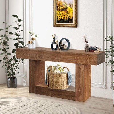 63" Long Console Table for Entryway, Wood Rectangular Sofa Table Behind The Couch, Farmhouse Entryway Tables for Entrance, Hallway, Living Room, Foyer