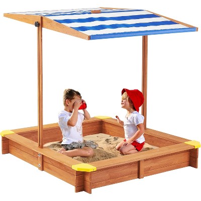 Dexmalle 46" Wooden Sand Box w/Adjustable Canopy