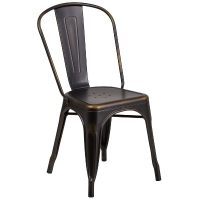 Flash Furniture Commercial Grade Distressed Metal Indoor-Outdoor Stackable Chair