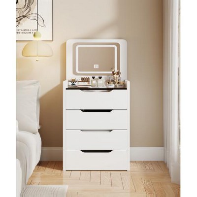 Ridstar 3 in 1 Vanity Desk with Cushioned Tool & 3 Drawers For Bedroom-White