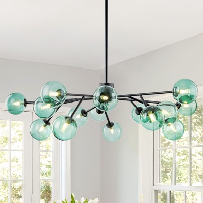 Rennnsan Kethra 40" W 15 - Light Branching Bubble Green Glass Mid-Century Modern Dimmable Chandelier