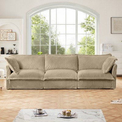VASIP Modern 3-Seater Slipcovered Sofa Couch with Suppleness Armrests,Deep Seat,Soft Chenille Fabric for Living Room,Apartment,Cream