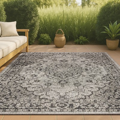 Rozetta Boho Medallion Textured Weave Indoor/Outdoor Area Rug  - JONATHAN Y