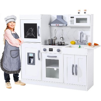 Wooden Play Kitchen for Kids with Storage | Toy Kitchen Set with Realistic Features | Gift for Ages 3+