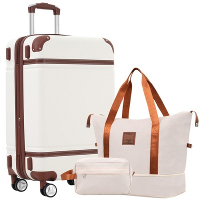 NAYSAYE Luggage Set with Duffel Bag Lightweight Hardshell Suitcase Spinner Wheels TSA Lock for Travel, White, 30.5"*20"*12.25"