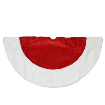 Northlight Traditional Velveteen Christmas Tree Skirt - 26" - Red and White