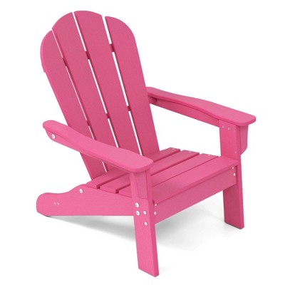 Costway Kids Adirondack Chair with High Backrest Armrests Fire Pit Chair for Kids Ages 3-8 Brown/White/Pink/Turquoise