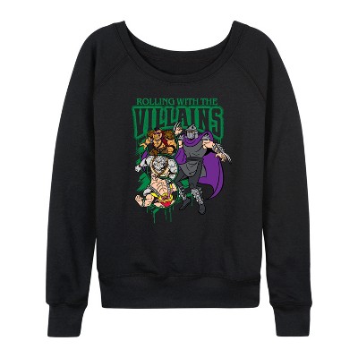 Women's - Teenage Mutant Ninja Turtles - Villains Bootleg Lightweight French Terry Wide Neck Long Sleeve Graphic Shirt