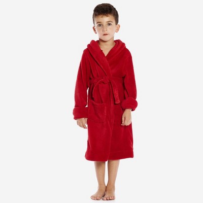 Leveret Kids Fleece Solid Color Hooded Robe