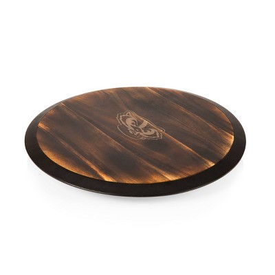 NCAA Wisconsin Badgers Fire Acacia Wood Lazy Susan Serving Tray