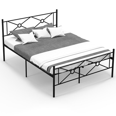 Costway Full/Queen Size Metal Platform Bed Frame w/ Headboard Mattress Foundation