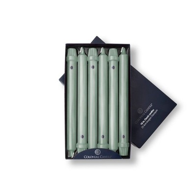 12ct 10" Colonial Green Unscented Dripless Classic Taper Candle - Colonial Candle