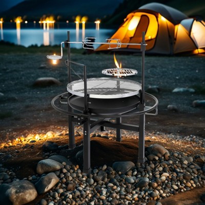 SEVOBAL Outdoor Grills, Griddles and Smokers Portable Round Charcoal Grill, Compact Camping BBQ for Outdoor Cooking, Black, 26.78"*24.6"*11.42"
