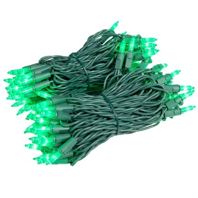Novelty Lights RetroGlo Ceramic Mini Lights 100 Light on Green Wire 34 Feet Long