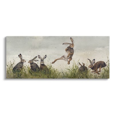 Stupell Industries Jumping Hares in Wild Canvas Wall Art