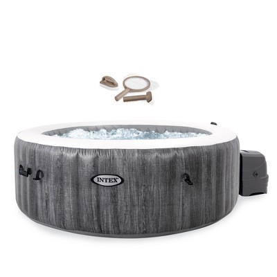 Intex 28441EP PureSpa Plus 6 Person Inflatable Hot Tub Jet Spa & Intex PureSpa Maintenance Accessory Kit with Curved Brush, Mesh Skimmer, and Scrubber