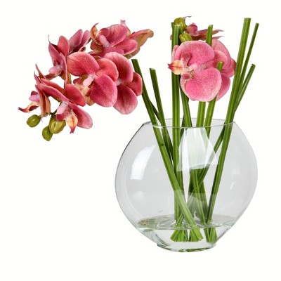 Vickerman Artificial 9.8" Butterfly Orchid In Glass Pot