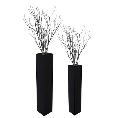 Uniquewise Large Tall Rectangular Wooden Modern Floor Vase - Sleek Contemporary Decor Accent for Living Room, Bedroom, Hallway and Entryway