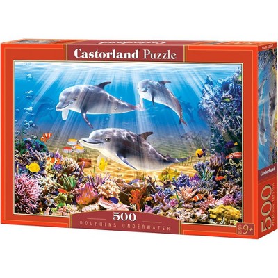 500 Piece Jigsaw Puzzle, Dolphins Underwater, Ocean life, Sea puzzles, Adult Puzzle, Castorland B-52547