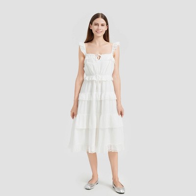 Women's Ruffle Sleeve Tiered Midi A-Line Dress - Universal Thread™