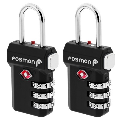 Fosmon 2 Pack TSA Locks for Luggage, Padlock Combination Luggage Lock TSA Approved with Open Alert, Combo TSA Luggage Locks for Travel Suitcase, Black