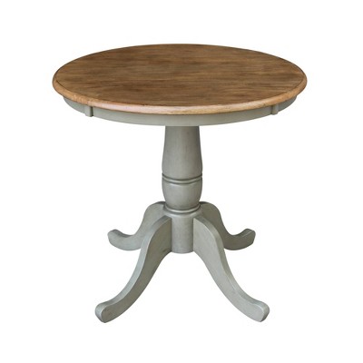 29" Dining Height Wilson Round Pedestal Table Hickory Brown/Stone Gray - International Concepts: Modern Style, 30" Kitchen Table
