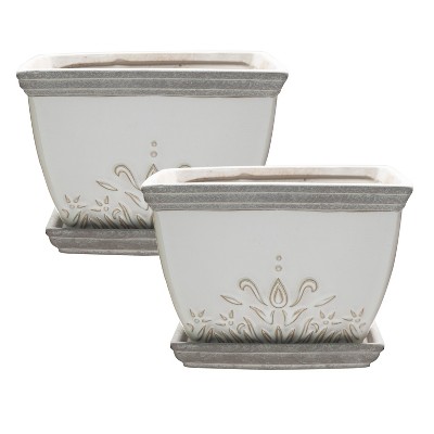 Southern Patio 8" Brentwood Planter in White Finish (2 Pack) - Southern Patio